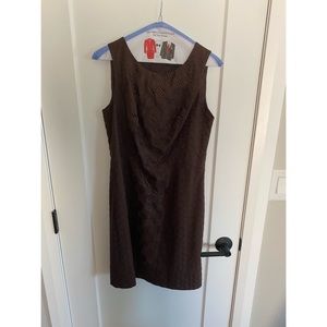 White House Black Market Brown Sleeveless Geometric Pattern Dress